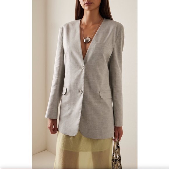 505. THE GARMENT Gabriel Classic Suiting Blazer Light Grey $330 NWT Sz 6 - Picture 2 of 5
